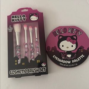 Hello Kitty Pink and Black Eyeshadow Palette & Cosmetic Brush Set
